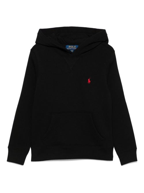 Felpa bambino Polo Ralph Lauren nera con cappuccio e logo ricamato RALPH LAUREN KIDS | 749954059